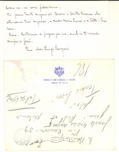 1966 VENEGONO INFERIORE Seminario - Biglietto don Luigi LONGONI - AUTOGRAFO