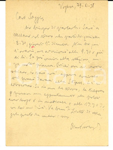 1938 VOGHERA Dino PROVENZAL chiede un incontro a Carlo Saggio - AUTOGRAFO