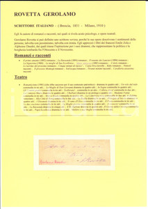1890 ca MILANO Gerolamo ROVETTA - Scrittore - AUTOGRAFO su carta (frammento)