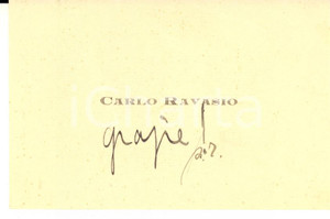 1925 ca MILANO Carlo RAVASIO - Biglietto da visita con messaggio AUTOGRAFO