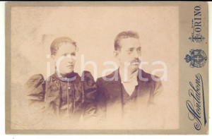 1890 ca TORINO Ritratto di Vittorio FASOLA e consorte - Foto MONTABONE 16x11 cm