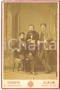 1880 ca TORINO Ritratto di tre gentiluomini - Foto L. MARCHISIO 11x16 cm
