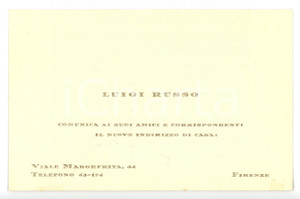 1935 ca FIRENZE Luigi RUSSO - Biglietto da visita per nuovo indirizzo