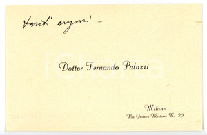 1930 ca MILANO Scrittore Fernando PALAZZI - Biglietto da visita AUTOGRAFO