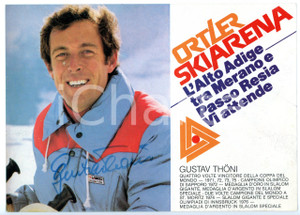 1980 ca Sciatore Gustav THONI - AUTOGRAFO su volantino ORTLER SKIARENA