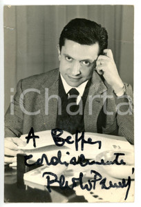 1955 ca CINEMA Attore Paolo PANELLI alla scrivania *Fotocartolina con AUTOGRAFO