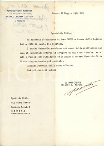 1936 GENOVA Orfanotrofio "San Giovanni Battista" - Silvio PARODI *AUTOGRAFO