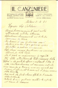 1926 MILANO IL CANZONIERE Arturo TOFANELLI "Difenderemo la poesia" - AUTOGRAFO