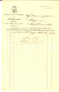 1886 PALERMO Libreria Luigi PEDONE LAURIEL - Ricevuta con AUTOGRAFO