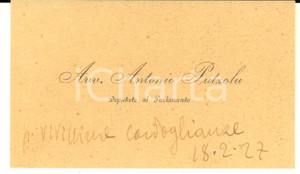 1927 ROMA Antonio PUTZOLU deputato al Parlamento - Biglietto da visita AUTOGRAFO