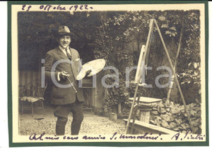 1922 VIGGIU' Pittore Antonio PIATTI al cavalletto - Foto RARA con AUTOGRAFO