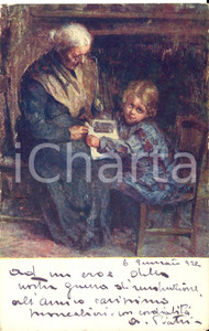 1922 Pittore Antonio PIATTI "C'era una volta..." Cartolina postale con AUTOGRAFO
