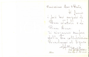 1950 ca MILANO Don Giuseppe GAFFURI "Prete del cinema" - Biglietto AUTOGRAFO