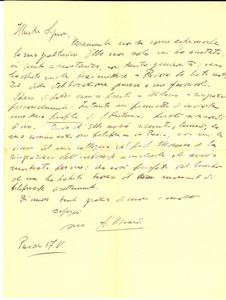 1931 PADOVA Lettera Antonio VISCARDI per invio di una sua opera - AUTOGRAFO