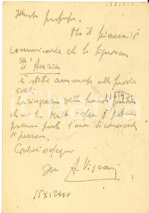 1936 PADOVA Cartolina Antonio VISCARDI per ammissione candidata - AUTOGRAFO