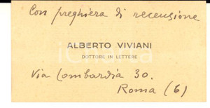 1920 ca ROMA FUTURISMO Alberto VIVIANI - Biglietto da visita AUTOGRAFO
