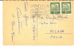 1962 BOCHUM Cartolina direttore Carlo FRANCI a Remigio PAONE - AUTOGRAFO