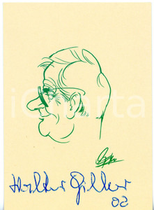 2002 CINEMA Attore Walter GILLER - Cartolina con bozzetto ILLUSTRATO - AUTOGRAFO