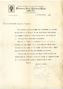1926 FOGGIA Lettera di Umberto TUCCI a Giuseppe FRUGATTA *AUTOGRAFO