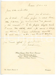 1941 CREMONA Mons. Carlo BOCCAZZI - Biglietto da visita con messaggio AUTOGRAFO