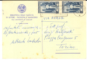 1952 CAGLIARI Alberto BOSCOLO a Luigi BULFERETTI per rimborso - Autografo