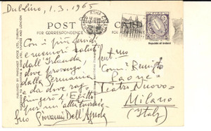 1965 DUBLINO Pianista Giovanni DELL'AGNOLA - Cartolina a Remigio Paone FG VG