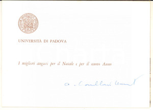 1980 ca UNIVERSITA' PADOVA Biglietto Augusto CAVALLARI MURAT - AUTOGRAFO