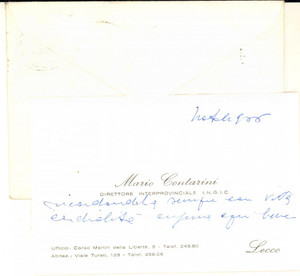 1966 LECCO Mario CONTARINI Direttore INGIC - Biglietto da visita AUTOGRAFO