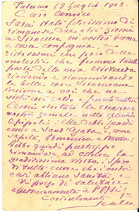 1903 PALERMO Pietro LANZA DI SCALEA rimanda una visita - AUTOGRAFO FP VG