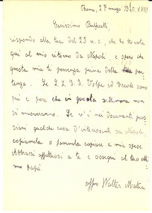 1940 ROMA Cartolina Walter MATURI su visita VOLPE ed ERCOLE - AUTOGRAFO FG VG