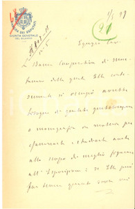 1899 ROMA Secondo FROLA chiede pubblicazioni pro Banca Cooperativa - AUTOGRAFO