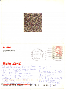 2002 MILANO Galleria CA' DI FRA' - Mimmo IACOPINO - Cartolina con AUTOGRAFO