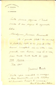 1930 ca CREMONA Lettera mons. Ambrogio SQUINTANI rettore seminario - AUTOGRAFO