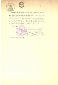 1930 CUNEO Certificato Giuseppe CHIAPPELLO - Iscrizione Sindacato Mezzadri