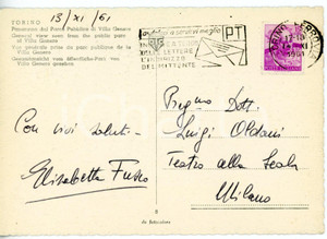 1961 TORINO - LIRICA Soprano Elisabetta FUSCO *Cartolina con AUTOGRAFO FG