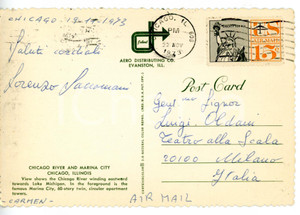 1973 CHICAGO - LIRICA Baritono Lorenzo SACCOMANI *Cartolina con AUTOGRAFO FG VG