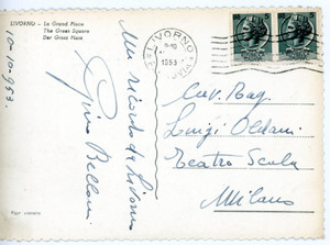 1953 LIVORNO - LIRICA Basso Gino BELLONI *Cartolina con AUTOGRAFO - FG VG