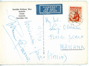 1963 VIENNA - LIRICA Tenore Gianni RAIMONDI Cartolina con AUTOGRAFO FG VG