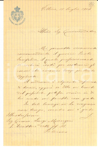 1904 VITTORIA Lettera on. Evangelista RIZZA pro Paolo SANFELICE - AUTOGRAFO