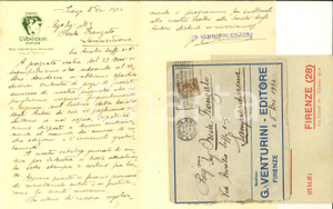 1922 FIRENZE Editore G. VENTURINI - Lettera per invio spartiti da orchestra