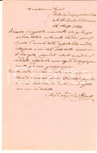 1874 PAVIA San Michele - Lettera proposto Luigi ARGENTI per offerta ricevuta
