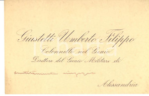 1910 ca ALESSANDRIA Umberto Filippo GIUSTETTI Direttore Genio - AUTOGRAFO