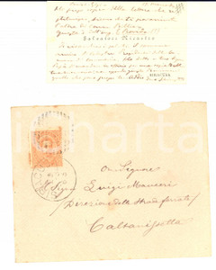 1884 SIRACUSA Biglietto Salvatore NICASTRO per richiesta documento *Autografo