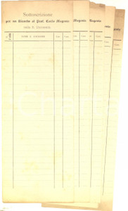 1893 UNIVERSITA' DI PAVIA Sottoscrizione ricordo Carlo MAGENTA - Lotto 5 moduli