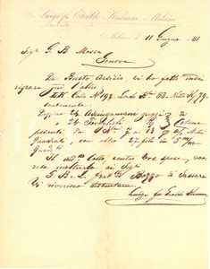 1881 MILANO Luigi fu Eraldo KRUMM - Lettera per invio asciugamani e tovaglioli