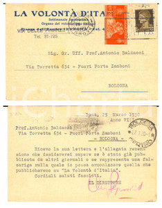 1930 ROMA LA VOLONTA' D'ITALIA Cartolina Augusto PESCOSOLIDO - Autografo