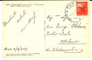 1947 PISA Cartolina Piero BOSSI a Luigi Oldani - AUTOGRAFO FG VG