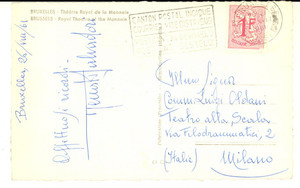 1961 BRUXELLES Cartolina Fausto SALVADORI a Luigi Oldani - AUTOGRAFO FP VG