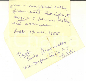 1955 ASTI Contessa Annamaria SCARAMPI RICCARDI - Biglietto AUTOGRAFO per auguri