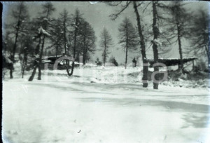 6X9cm NEGATIVO ORIGINALE*1915ca WW1 ESERCITO ITALIANO Postazioni tra la neve